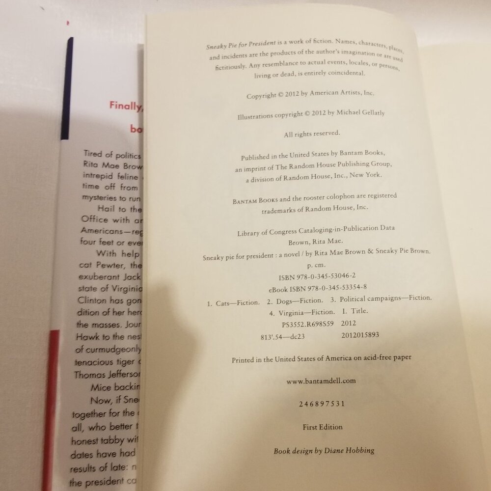 First Edition Rita Mae Brown's Sneaky Pie For President - Picture 5 of 5